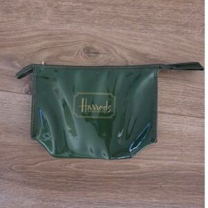 Harrods Knightsbridge Green Cosmetic Bag‎ Travel Pouch Makeup Accessory